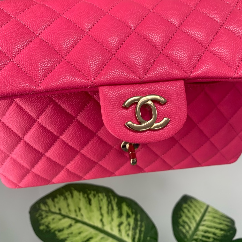 CHANEL Medium Classic Double Flap Bag Pink NK289 Caviar LGHW 22K New /r… - Picture 11 of 15